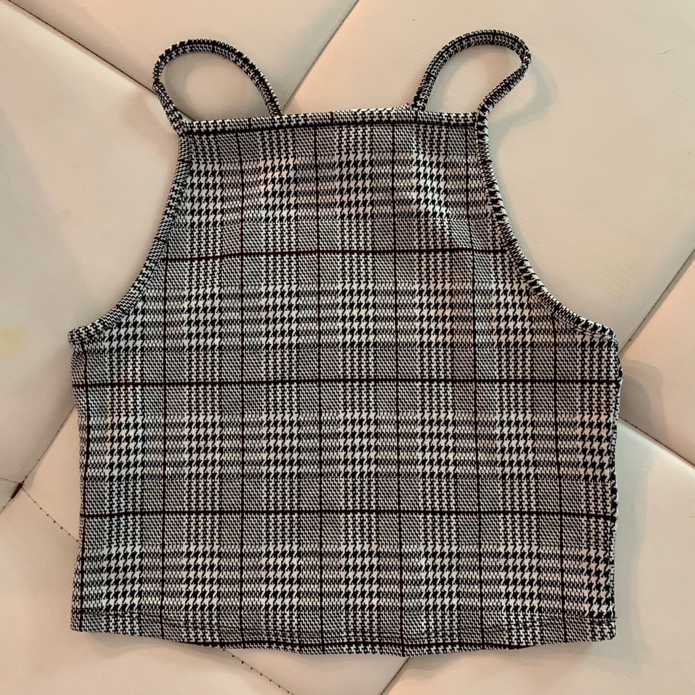 Checkered high neck tank with racer back size S